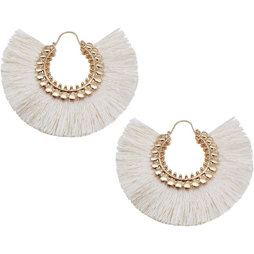 Tassel Hoop Earring Statement Thread Dangle Earrings Stylish Long Fringe Drop Ea